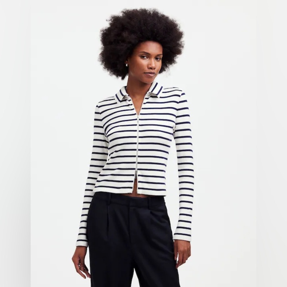 Madewell Ribbed Zip-Front Tee - Picture 2 of 8